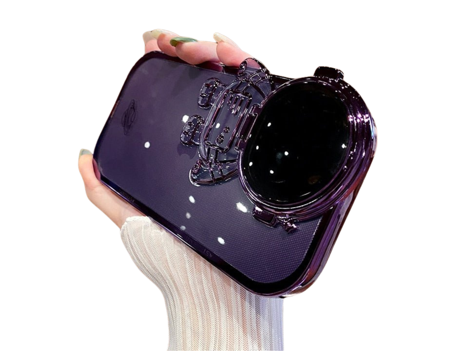 Astronauten-Hülle mit Glitzerfilm und Objektivständer-Kameraschutz | Premium-Schockabsorbierende weiche TPU-Rückseite für Apple iPhone 17/17 Air, 16/16e, 15, 14, 13 Pro Max Plus