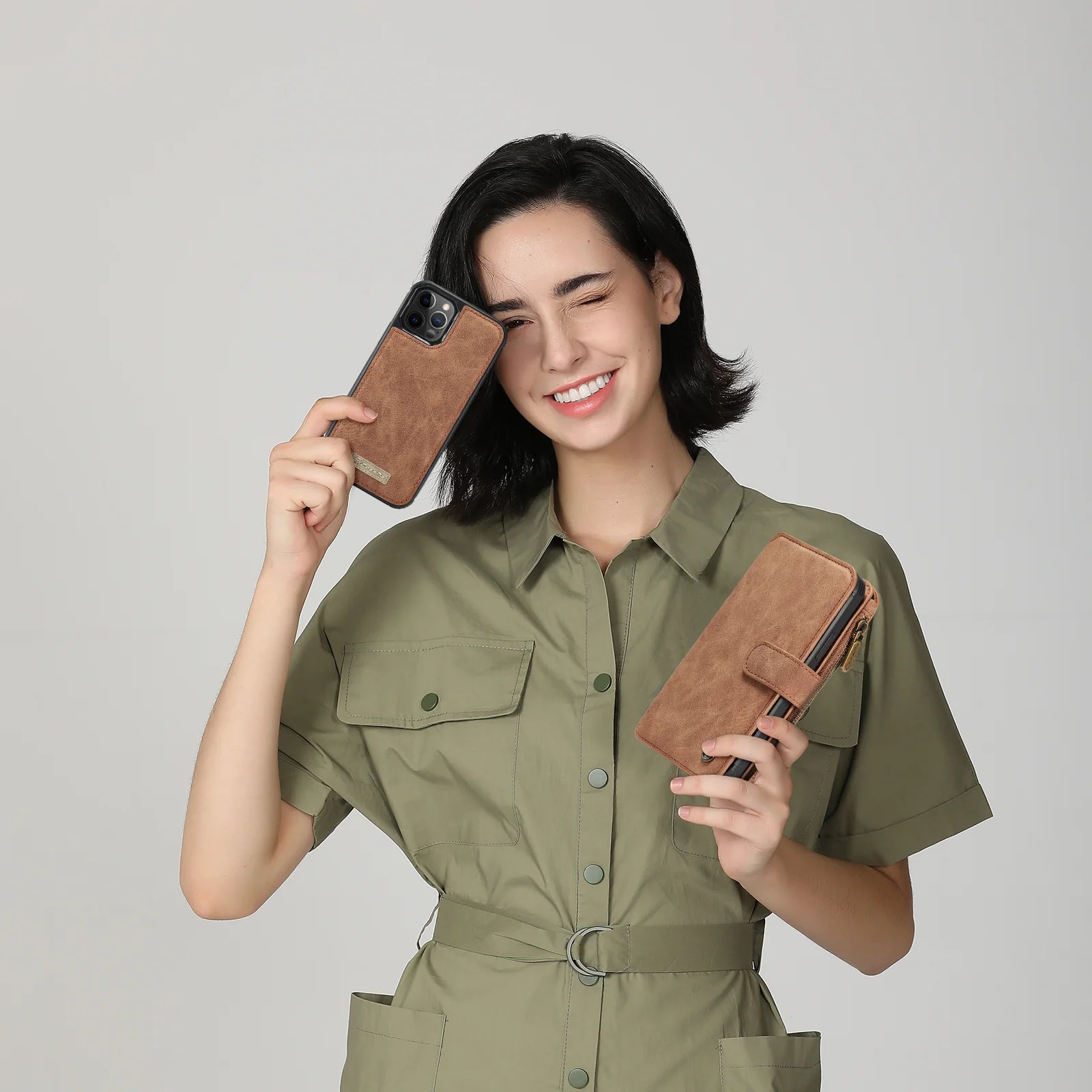 Hochwertiges 2-in-1 Abnehmbare Leder Brieftasche Flip Stand iPhone Hülle