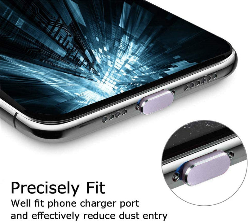 Premium Metall-Staubschutz für iPhone 15/14/13/12 Pro/Max/Plus/Mini | Ladeanschluss-Schutz, kompatibel mit iPhone & iPad
