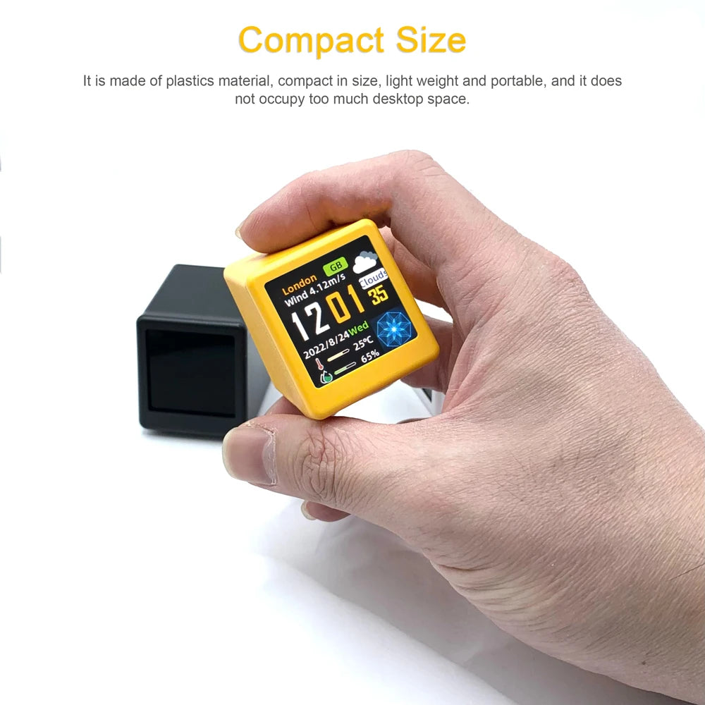 Premium Mini Smart WiFi Wettervorhersage-Station: Uhr für Gaming-Desktop-Deko | DIY süße GIF-Animationen & Elektronisches Album