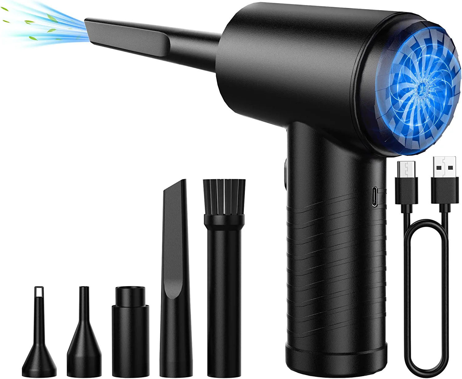 Gute Qualität Staubwedel mit Druckluft für Computer, schnurloses Luftgebläse, Computerreinigung mit LED-Licht für PC-Tastatur