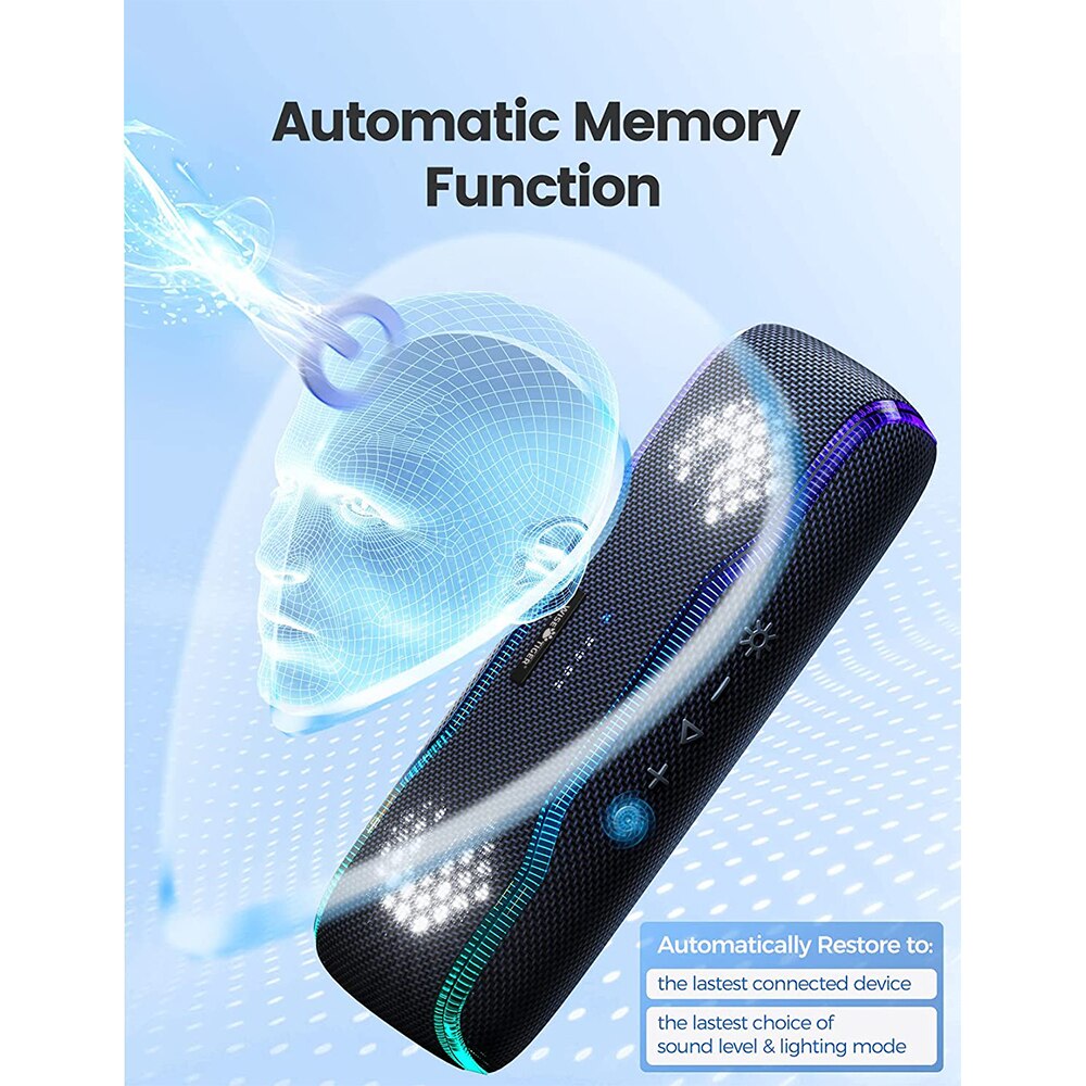 Premium Outdoor-Lautsprecher: Tragbar, IPX7 Wasserdicht, 25W, Buntes Licht, BT 5.3 Stereo-Soundbox | Kompatibel mit Apple