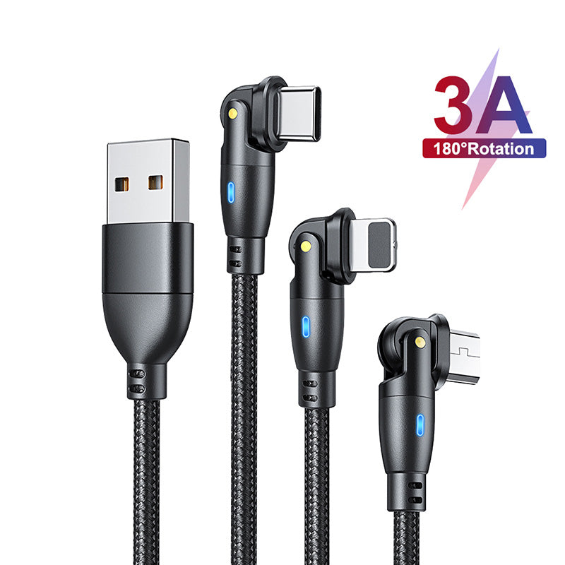 High Durability & Premium 3A Schnellladekabel Typ C für Samsung 180 Rotation Apple iPhone Kabel Realme - Phone Heaven Zone