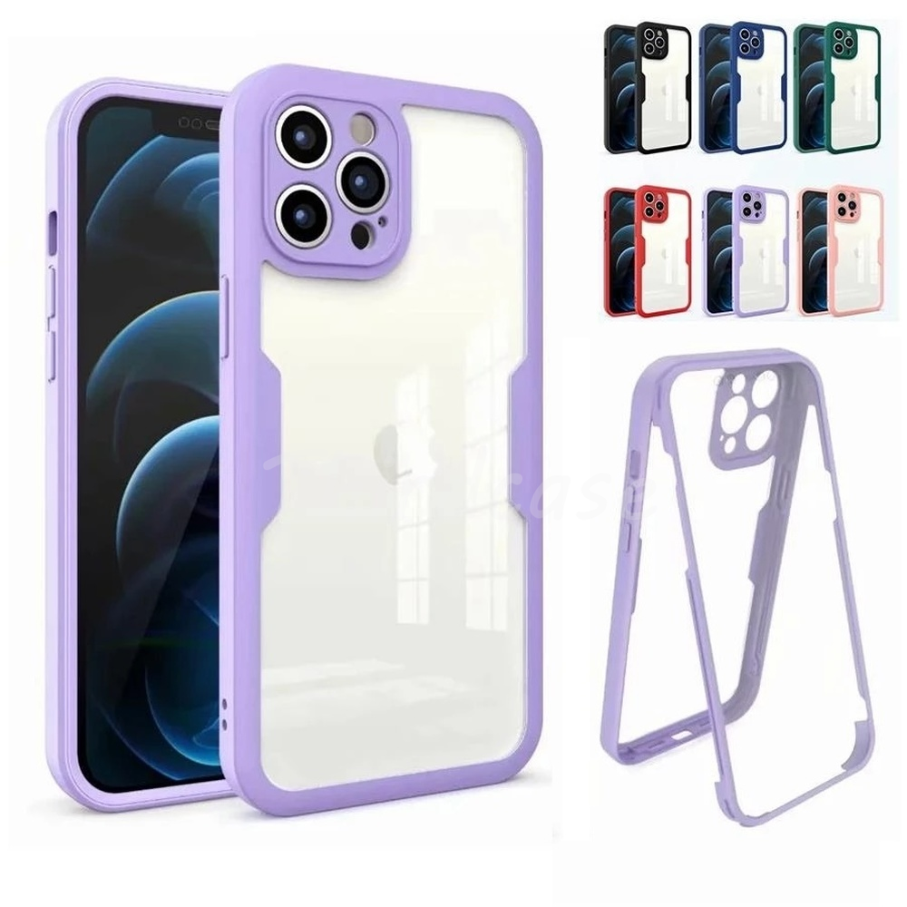 Hochwertige Transparente 360 Grad Silikon-Schutz iPhone Hülle mit MagSafe | Rundumschutz und Kameralinsenschutz für Apple iPhone 17/17 Air, 16/16e, 15, 14, 13 Pro Max Plus Cover | Panzertasche und Stoßstangenabdeckung | Hochwertige Handyhülle