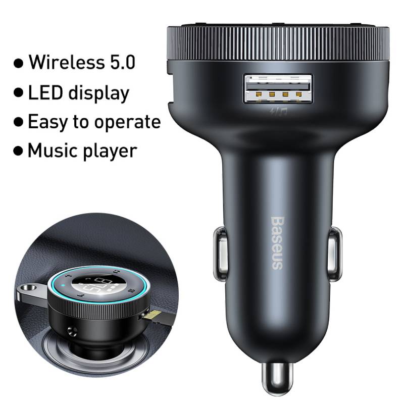 Hochwertiger FM-Transmitter, kabelloses Auto, Bluetooth 5.0, USB-Ladegerät, Auto-Aux-Radio, MP 3-Player, Musik, Freisprecheinrichtung Smartphones, Apple iPhone, Samsung, iOS & Android