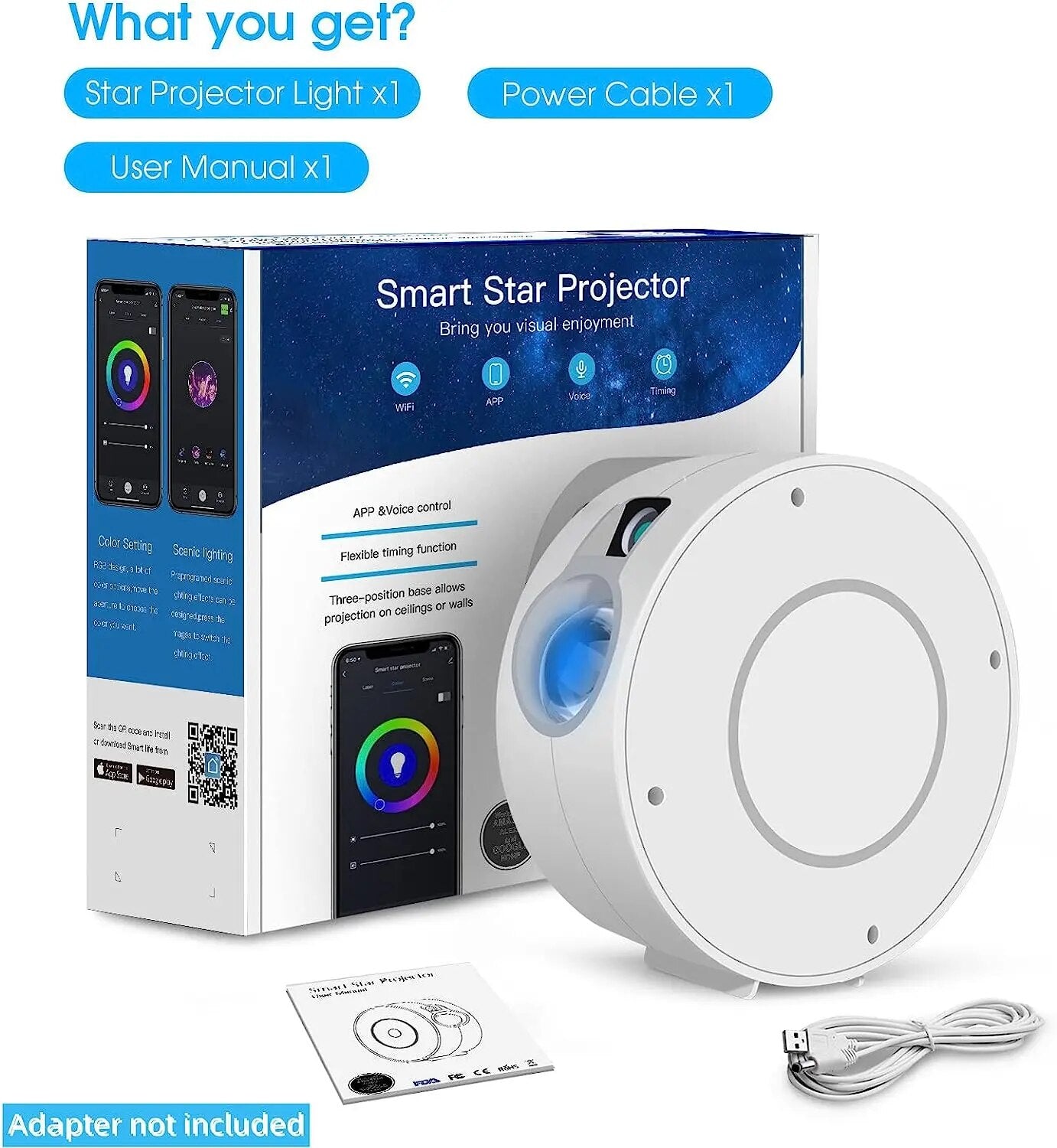 Premium Sterne-Projektor Licht: Buntes Nebelwolken-Nachtlicht, Dynamisches Galaxien-Sternennachtlicht für Schlafzimmer, Spielzimmer