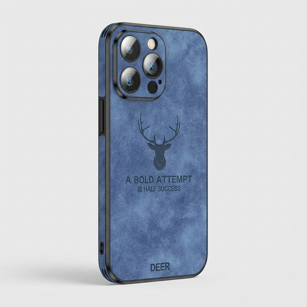 Hochwertige Hirschleder Apple iPhone-Hülle mit Kameralinsenschutz und stoßfestem Silikonüberzug - Phone Heaven Zone