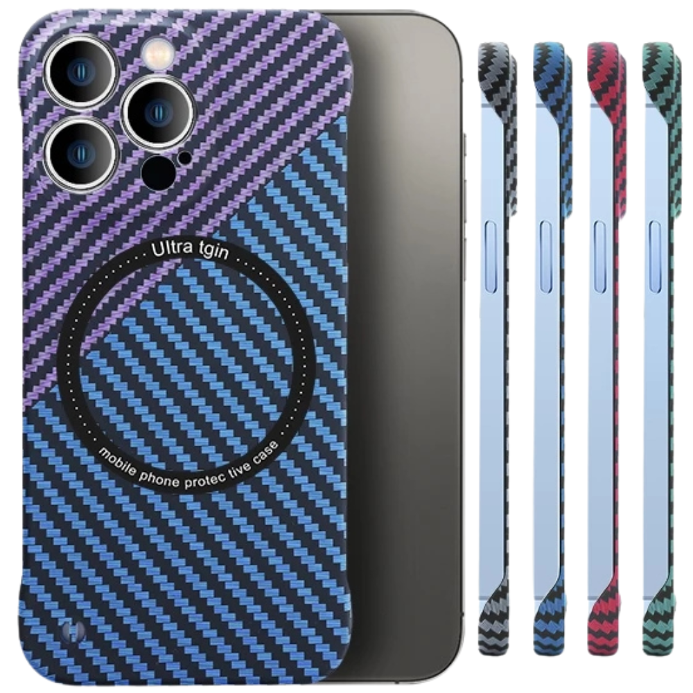 Premium Hülle, Abdeckung, Kohlefaser | Apple iPhone 15/13/12/11/14 Pro Max - Ultradünn, MagSafe, magnetische kabellose Ladeabdeckung