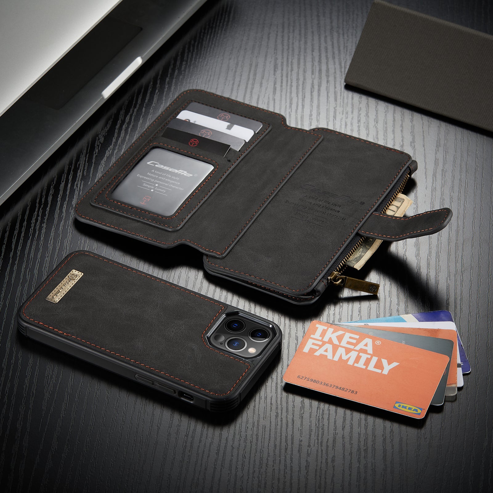 Hochwertiges 2-in-1 Abnehmbare Leder Brieftasche Flip Stand iPhone Hülle