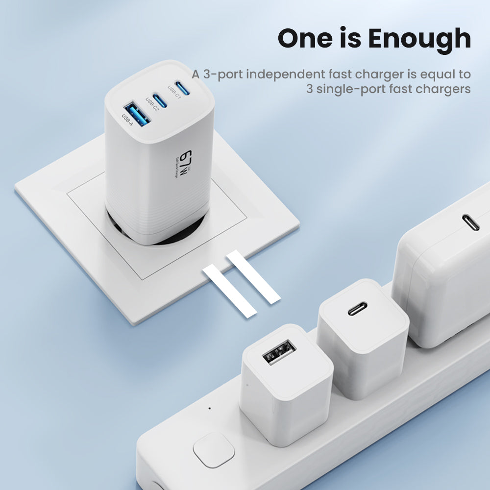 Premium Tech GAN USB Typ C Ladegerät 65W 45W PPS PD QC 4.0 | Schnellladegerät für Smartphones, Apple iPhone, Samsung, iOS & Android, MacBook, Laptop, iPad, AirPods, Tablet