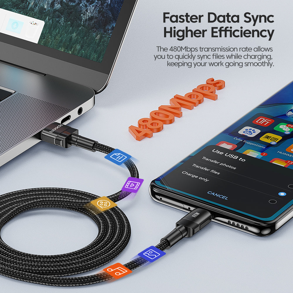 Prämie 7A USB Typ C Kabel | Schnellladekabel für Smartphones, Apple iPhone, Samsung, iOS & Android Realme, Huawei P30 Pro, Oneplus, Poco F3 - 66W Schnelllade Draht USB-C Ladegerät Datenkabel