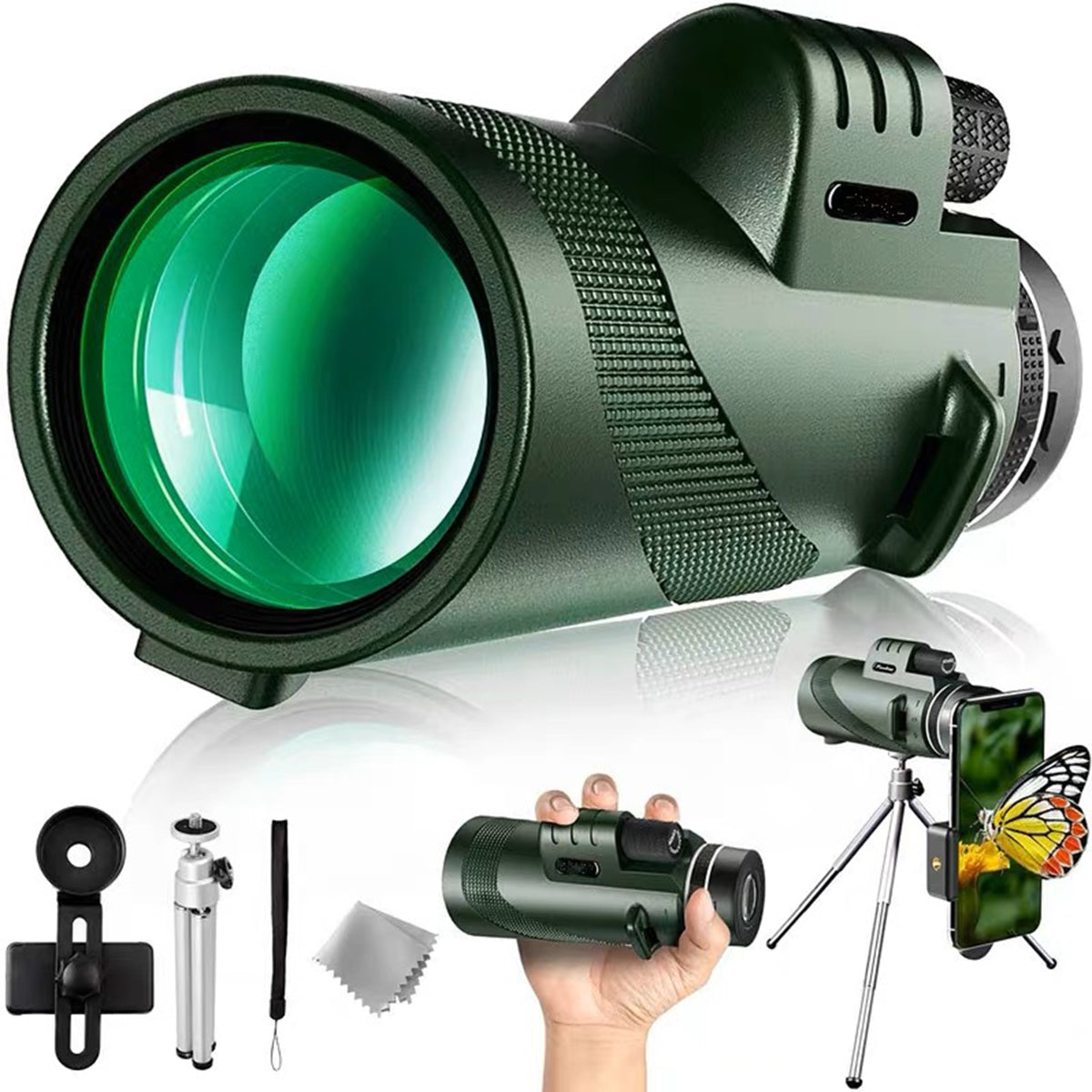 High-Quality Portable Zoom HD 5000m Telescope, Foldable, for Long Distances | Professional Mini Telescope, Powerful: Hunting, Sports, Outdoor, Camping, Travel | Smartphones, Apple iPhone, Samsung, iOS &amp; Android 