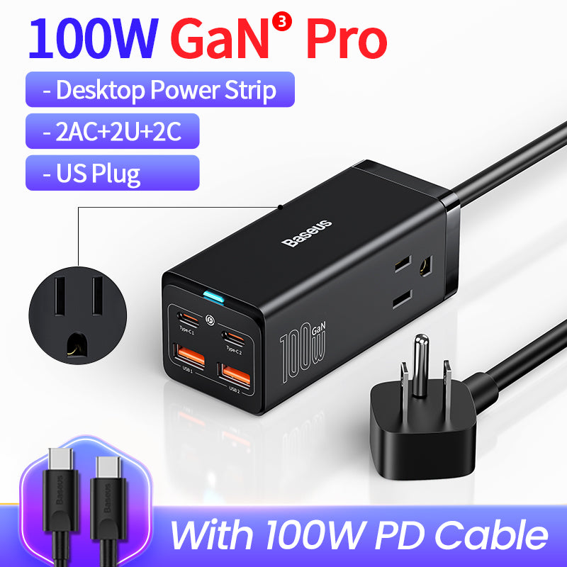 Premium 100W GaN3 Pro USB Ladegerät Desktop Ladestation - Typ C PD QC Quick Charge 4.0 3.0 Schnellladung Smartphones, Apple iPhone, Samsung, iOS & Android