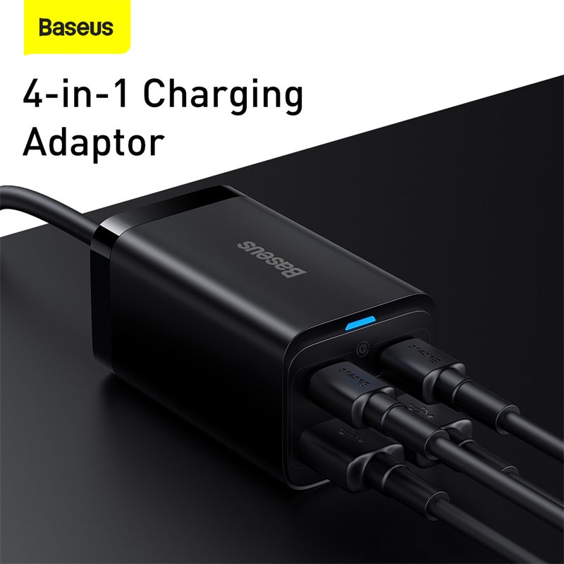 Premium 65W Gan Charger Desktop Fast Charger | 4-in-1 Laptop & Mobile Adapter for Smartphones, Apple iPhone, Samsung, iOS &amp; Android - Fast Charging