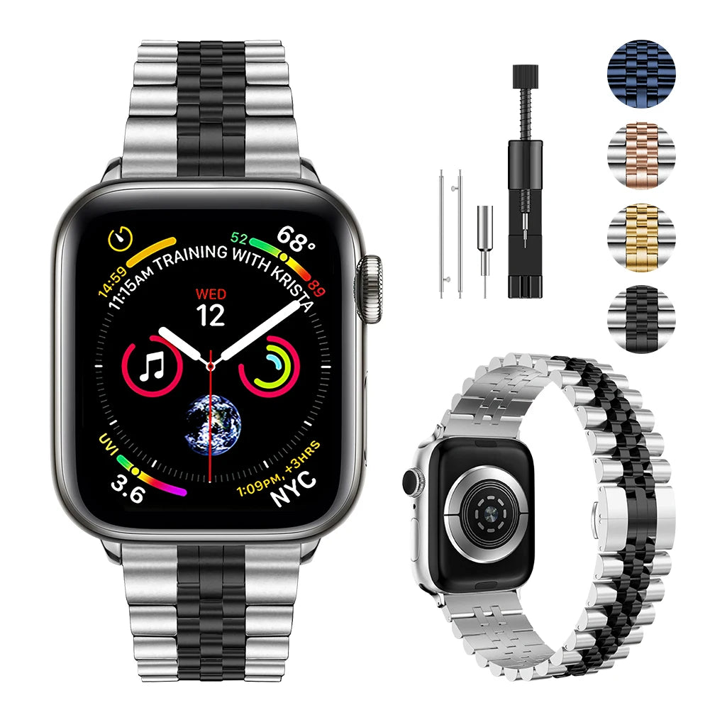 Metal Band for Apple Watch 49mm, 45mm, 44mm, 42mm, 41mm, 40mm | Premium Stainless Steel Bracelet for iWatch Ultra10/9/8/7/6/5/4/3/2/1 & Ultra 2/1, SE: 2024, 2023, 2022, 2021, 2020, 2019, 2018, 2017, 2016SE | Top-Quality Strap