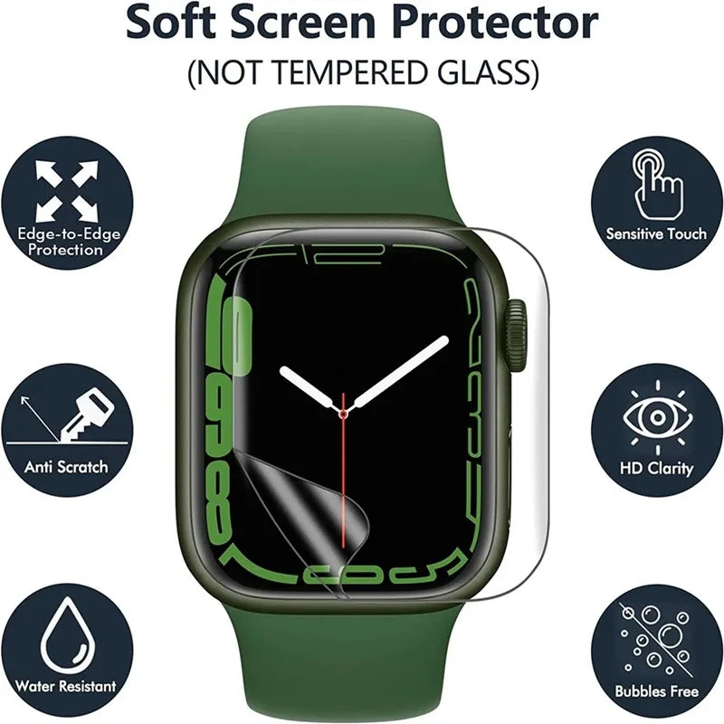 Premium™ Soft Hydrogel Screen Protector for Apple Watch 10/9/8/7/6/5/4/3/2/1 & Ultra 2/1, SE: 2024, 2023, 2022, 2021, 2020, 2019, 2018, 2017, 2016