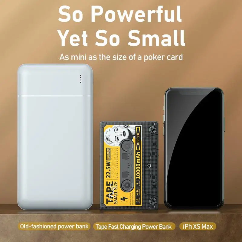 Premium 10000 mAh Power Bank 22,5 W Retro Design | Super Schnelles Laden - Tragbare Energiequelle für Smartphones, Apple iPhone, Samsung, iOS & Android, Xiaomi