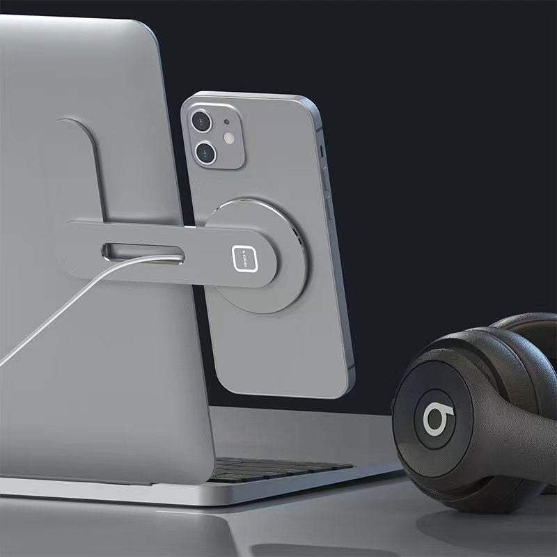 High-Quality Magnetic Laptop Phone Holder: Monitor Side Mount, Slim & Foldable, for Smartphones, Apple iPhone, Samsung, iOS & Android, Android, Samsung - Ideal for Video Conferences & More