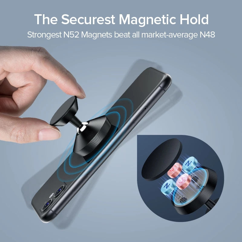 Luxury Magnetic Car Phone Holder: GPS Phone Mount for Smartphones, Apple iPhone, Samsung, iOS & Android, Xiaomi, Huawei, OnePlus