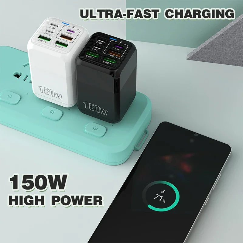 Premium 65W Gan Charger Desktop Fast Charger | 4-in-1 Laptop & Mobile Adapter for Smartphones, Apple iPhone, Samsung, iOS &amp; Android - Fast Charging