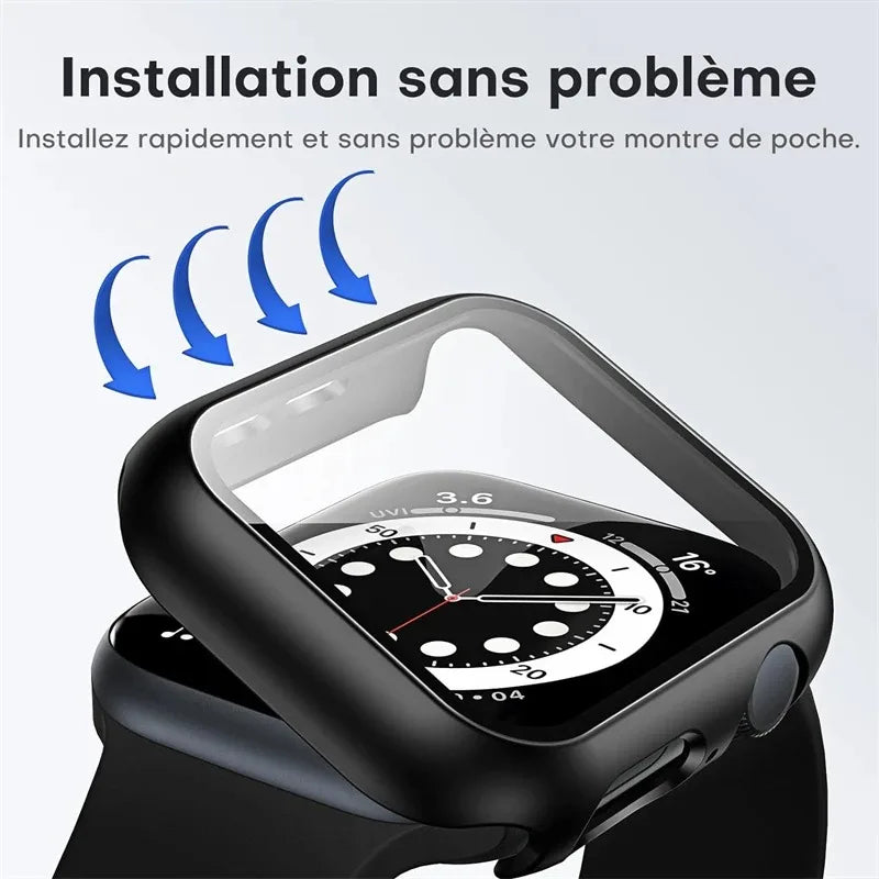 Hochwertige Glasabdeckung-Hülle & Case für Apple Watch Serie 10/9/8/7/6/5/4/3/2/1 & Ultra 2/1, SE: 2024, 2023, 2022, 2021, 2020, 2019, 2018, 2017, 2016 44mm, 40mm, 41mm, 45mm, 42mm, 38mm | Cover Displayschutzfolie Zubehör