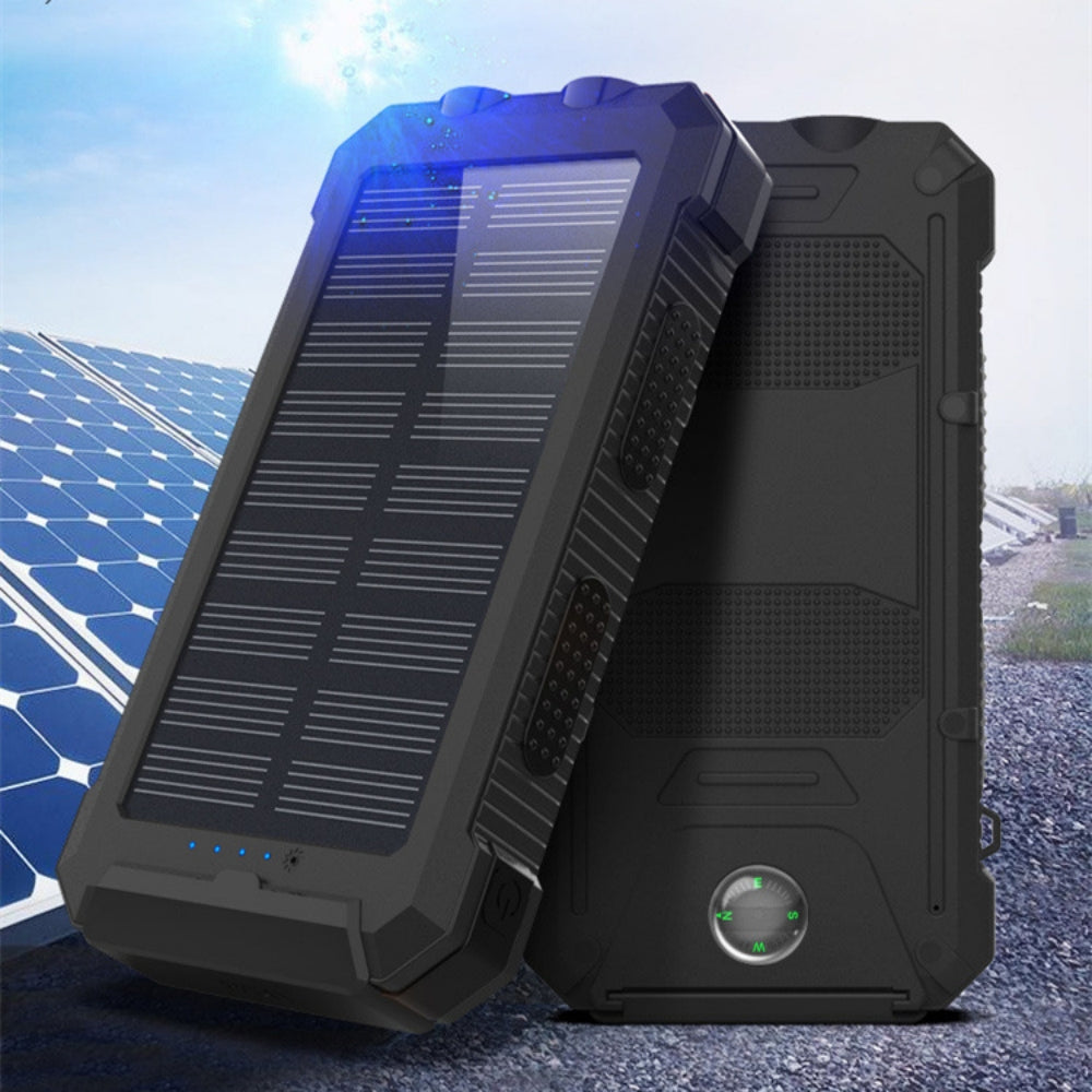 Premium Power Bank 20000mAh Solar Ladegerät | Tragbarer Externer Akku mit 5V Schnellaufladung und super heller