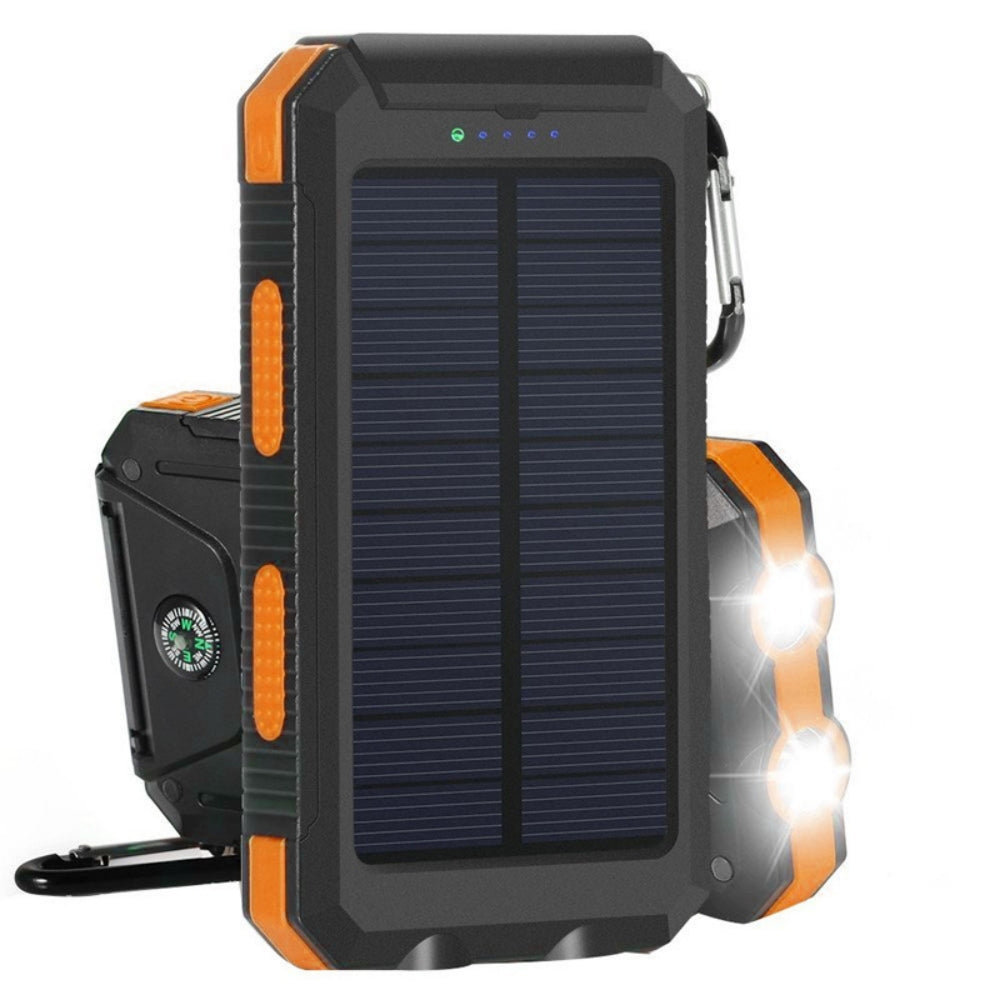 Premium Power Bank 20000mAh Solar Ladegerät | Tragbarer Externer Akku mit 5V Schnellaufladung und super heller