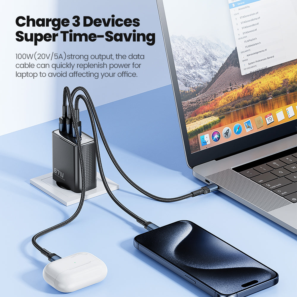 High-Quality 67W GAN USB C Charger Fast Charger 65W QC 4.0 PD 3.0 45W USB C Type C Fast Charger for Smartphones, Apple iPhone, Samsung, iOS & Android MacBook