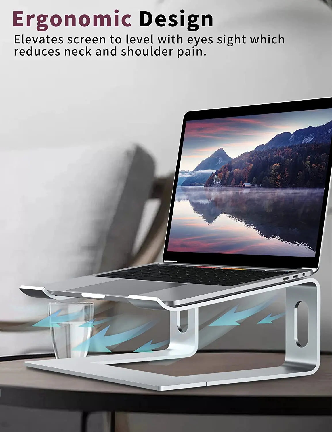 Premium Portable Aluminum Laptop Stand | Notebook Support, Computer Mount for MacBook Air/Pro/M3/M2/M1: 16,14,13-inch | 2024/2023/2022/2020 Series , Accessories, Foldable Lap-Top Base for PC.