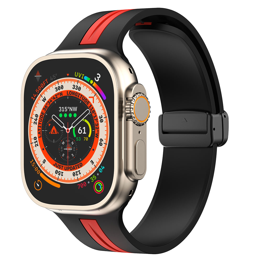 Premium Silikon Magnetarmband für Apple Watch Serie 9/8/7/SE/6/5/3/Ultra/2: 38mm, 40mm, 41mm, 42mm, 44mm, 45mm, 49mm