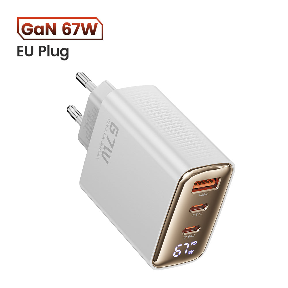 High-Quality 67W GAN USB C Charger Fast Charger 65W QC 4.0 PD 3.0 45W USB C Type C Fast Charger for Smartphones, Apple iPhone, Samsung, iOS & Android MacBook