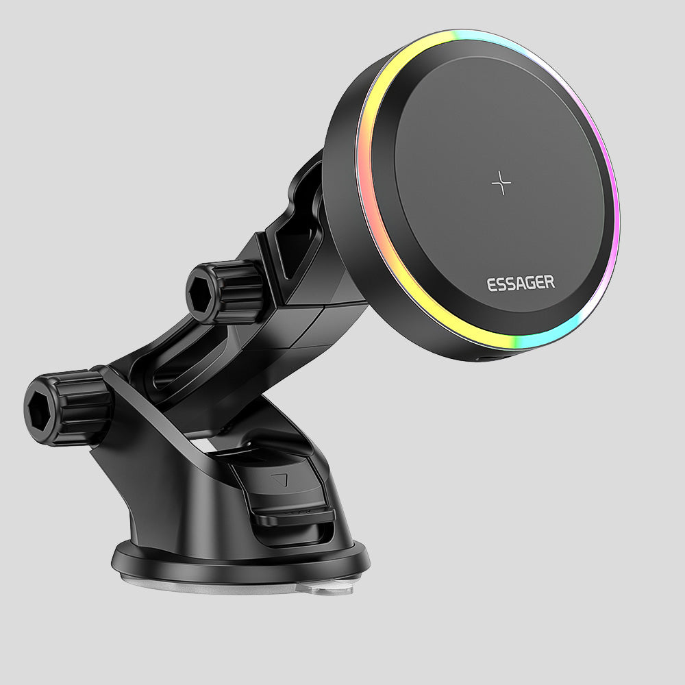 Prämie Essager RGB Magnetische Auto Telefon Halter Qi 15W Drahtlose Ladegerät Auto | Für iPhone 14 13 Pro Max Samsung