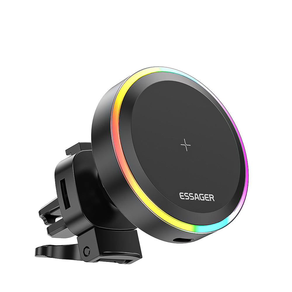 Prämie Essager RGB Magnetische Auto Telefon Halter Qi 15W Drahtlose Ladegerät Auto | Für iPhone 14 13 Pro Max Samsung