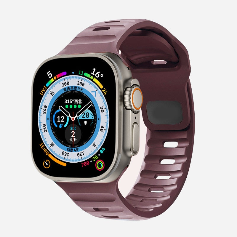 Premium Weiches Silikonarmband für Apple Watch | Elegant, Langlebig & Perfektes Sportarmband für jede Größe (49mm-38mm)