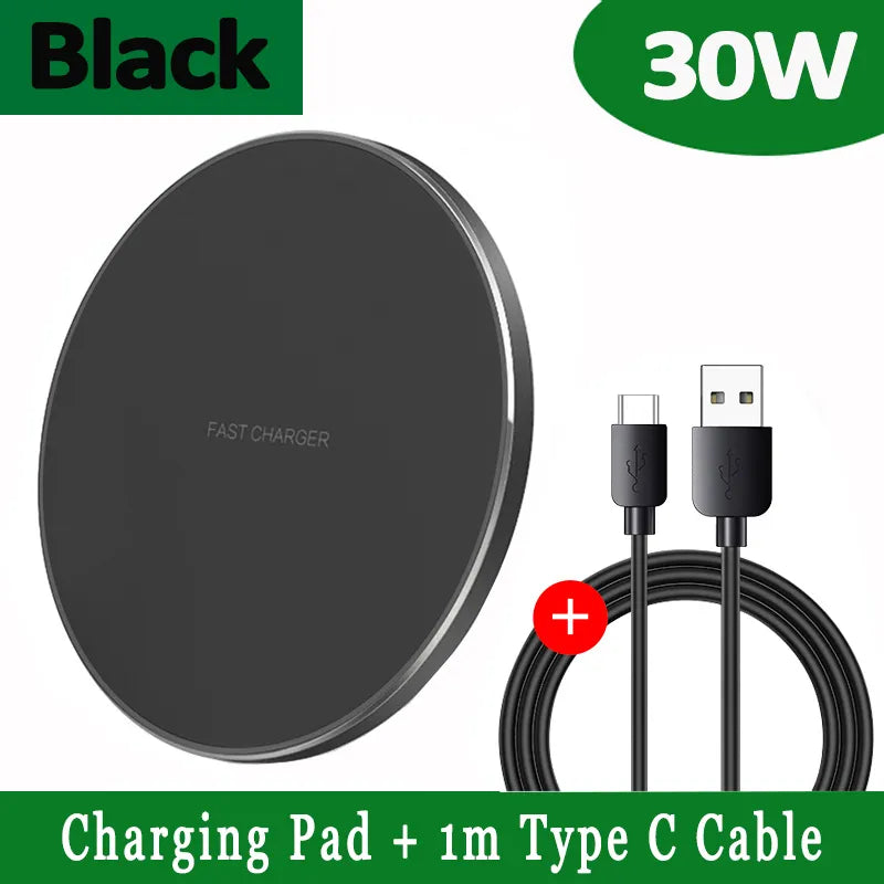 30W Schnelles kabelloses Ladepad USB C Ladekabel MagSafe Ladegerät Apple iPhone Samsung Android - Fast Wireless Charging Pad