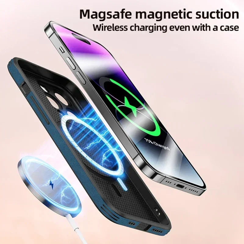 Apple iPhone Hülle | MagSafe Kabellose Magnetische Laden, Kameralinsenschutz, Stoßfestes Case iPhone 12/13/14/15 Pro Max Plus