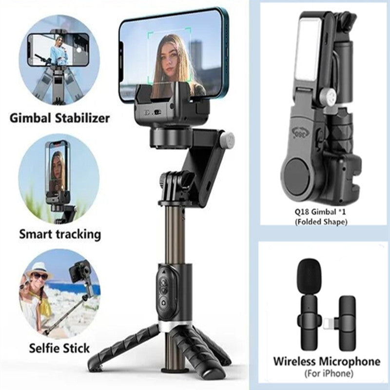 360° Dreh-Gimbal Stabilisator, Selfie Stick & Stativ: Hochwertiges Zubehör für Apple iPhone 16/15/14/13/12/11 Pro Max/Plus/Mini, Android, Samsung Smartphones, Apple iPhone, Samsung, iOS & Android | Live-Fotografie