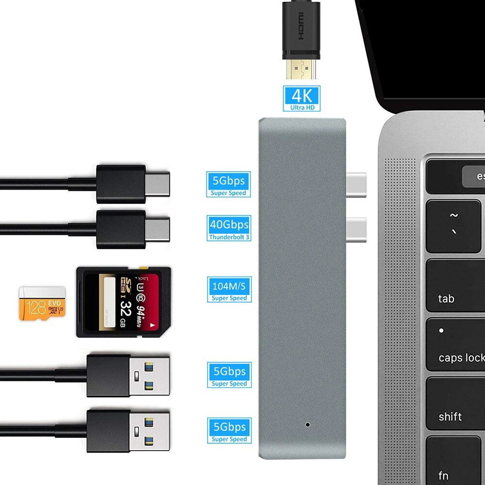 Premium USB 3.1 Typ-C Hub zu HDMI Adapter 4k Thunderbolt 3 USB C Hub 3.0  | MacBook Air Pro M3 M2 M1 Chip Erweitern Sie Ihre