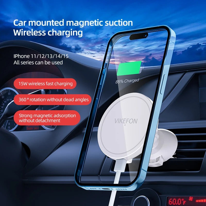 Hochwertiges Magnetisches 30W Auto Kabelloses Ladegerät mit Telefonhalterung für Smartphones, Apple iPhone, Samsung, iOS & Android | Schnellladestation und Autohalterung