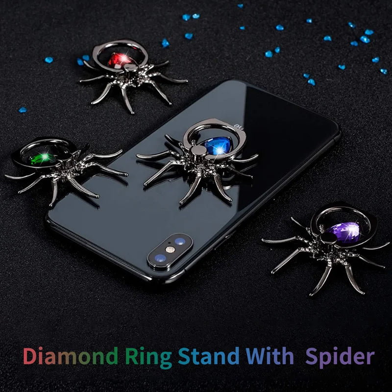 Universaler Luxus-Bling-Diamant-Metall-Spinnen-Handy-Fingerringhalter: 360° Drehbarer Ständer für Smartphones, Apple iPhone, Samsung, iOS & Android, Huawei, Xiaomi | Limitierte Edition