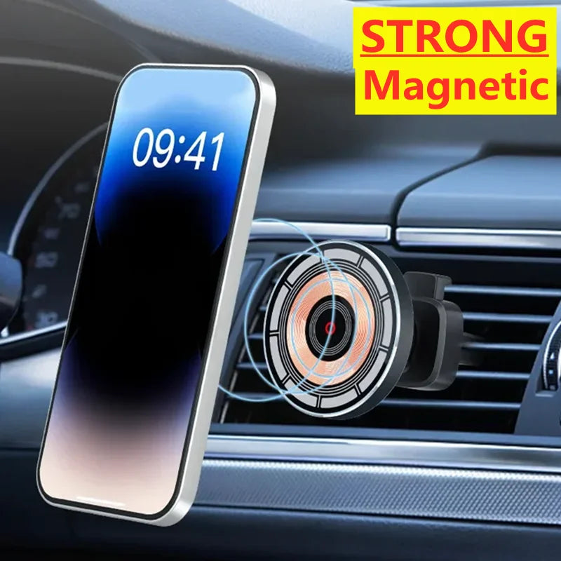 High-Quality Magnetic 30W Wireless Car Charger with Phone Mount for Smartphones, Apple iPhone, Samsung, iOS & Android | Fast Charging Station and Car Holder