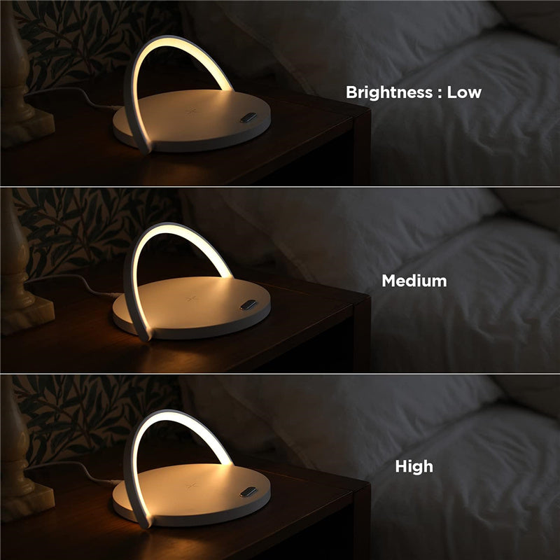 Premium LED Night Desk Lamp Charger & 10W Fast Charging Station | Fast Wireless Charging Dock for Smartphones, Apple iPhone, Samsung, iOS & Android AirPods,