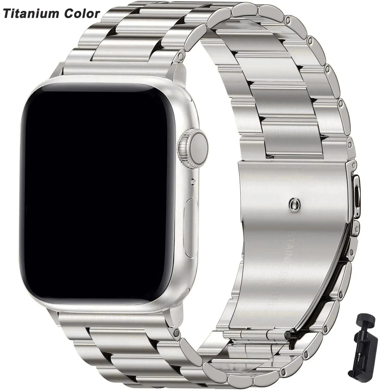 Metal Band for Apple Watch 49mm, 45mm, 44mm, 42mm, 41mm, 40mm | Premium Stainless Steel Bracelet for iWatch Ultra10/9/8/7/6/5/4/3/2/1 & Ultra 2/1, SE: 2024, 2023, 2022, 2021, 2020, 2019, 2018, 2017, 2016SE | Top-Quality Strap