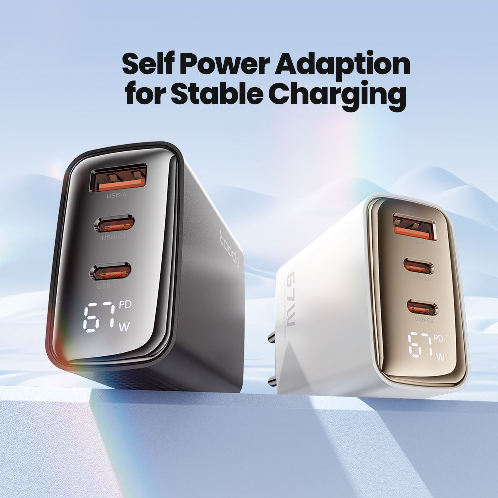 High-Quality 67W GAN USB C Charger Fast Charger 65W QC 4.0 PD 3.0 45W USB C Type C Fast Charger for Smartphones, Apple iPhone, Samsung, iOS & Android MacBook