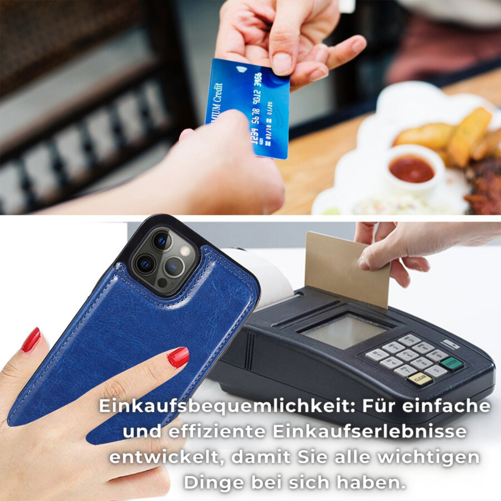 Hochwertige Leder-Brieftaschenhülle für das Apple iPhone | Flip-Cover-Kartenhalter mit Geldbörsen