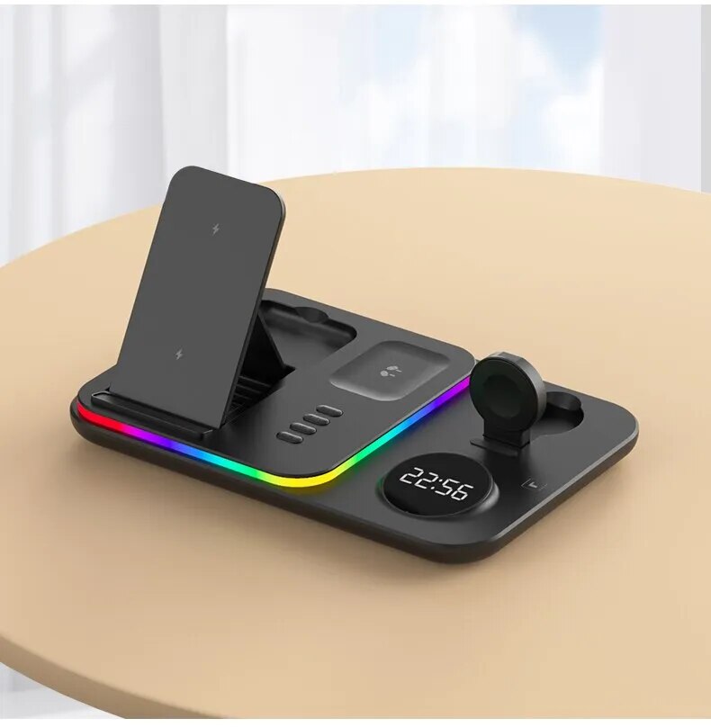 Kabellose Schnell Ladestation Wireless Fast Charging Dock, Ladegerät iPhone, Samsung, Android, Apple & Galaxy Watch, AirPods