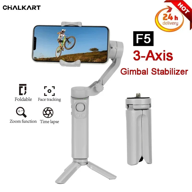 3-Achsen Faltbarer Handheld-Gimbal-Stabilisator für Smartphones | Anti-Wackel Videoaufnahme für iPhone & Android Smartphones, Apple iPhone, Samsung, iOS & Android Vlogs