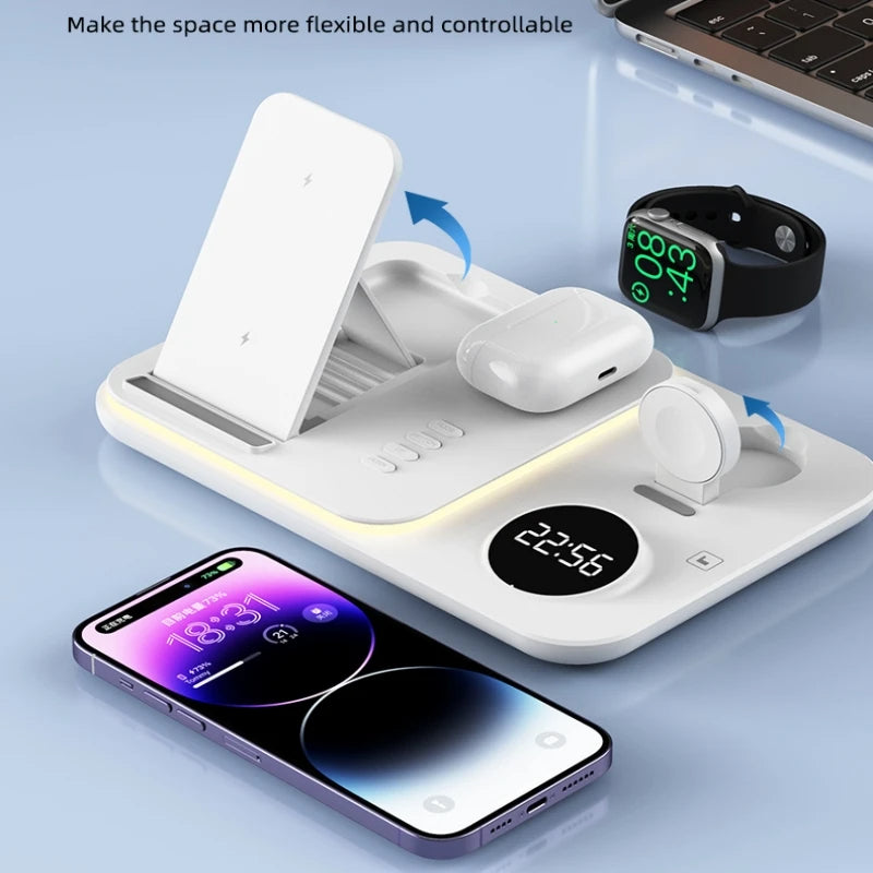 Kabellose Schnell Ladestation Wireless Fast Charging Dock, Ladegerät iPhone, Samsung, Android, Apple & Galaxy Watch, AirPods