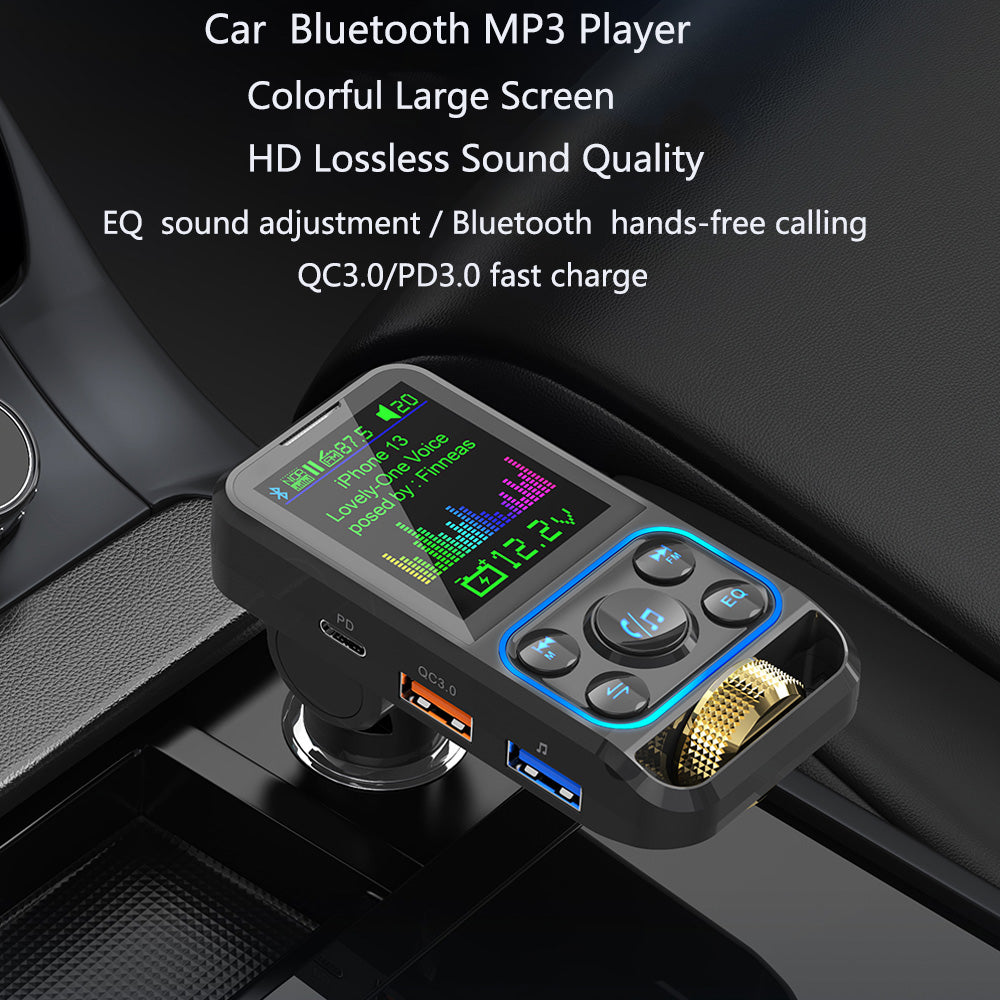 Premium Car USB Phone Charger & Bluetooth FM Transmitter | Supports QC 3.0 Charging, Sound Control, Music Player for Treble and Bass Smartphones, Apple iPhone, Samsung, iOS & Android