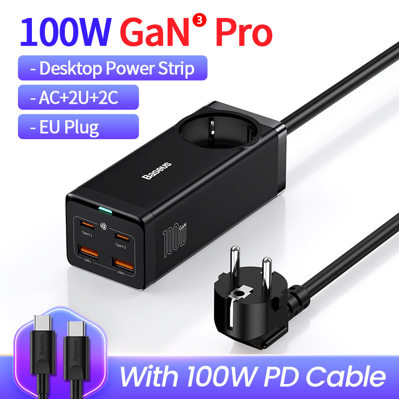 Premium 100W GaN3 Pro USB Ladegerät Desktop Ladestation - Typ C PD QC Quick Charge 4.0 3.0 Schnellladung Smartphones, Apple iPhone, Samsung, iOS & Android